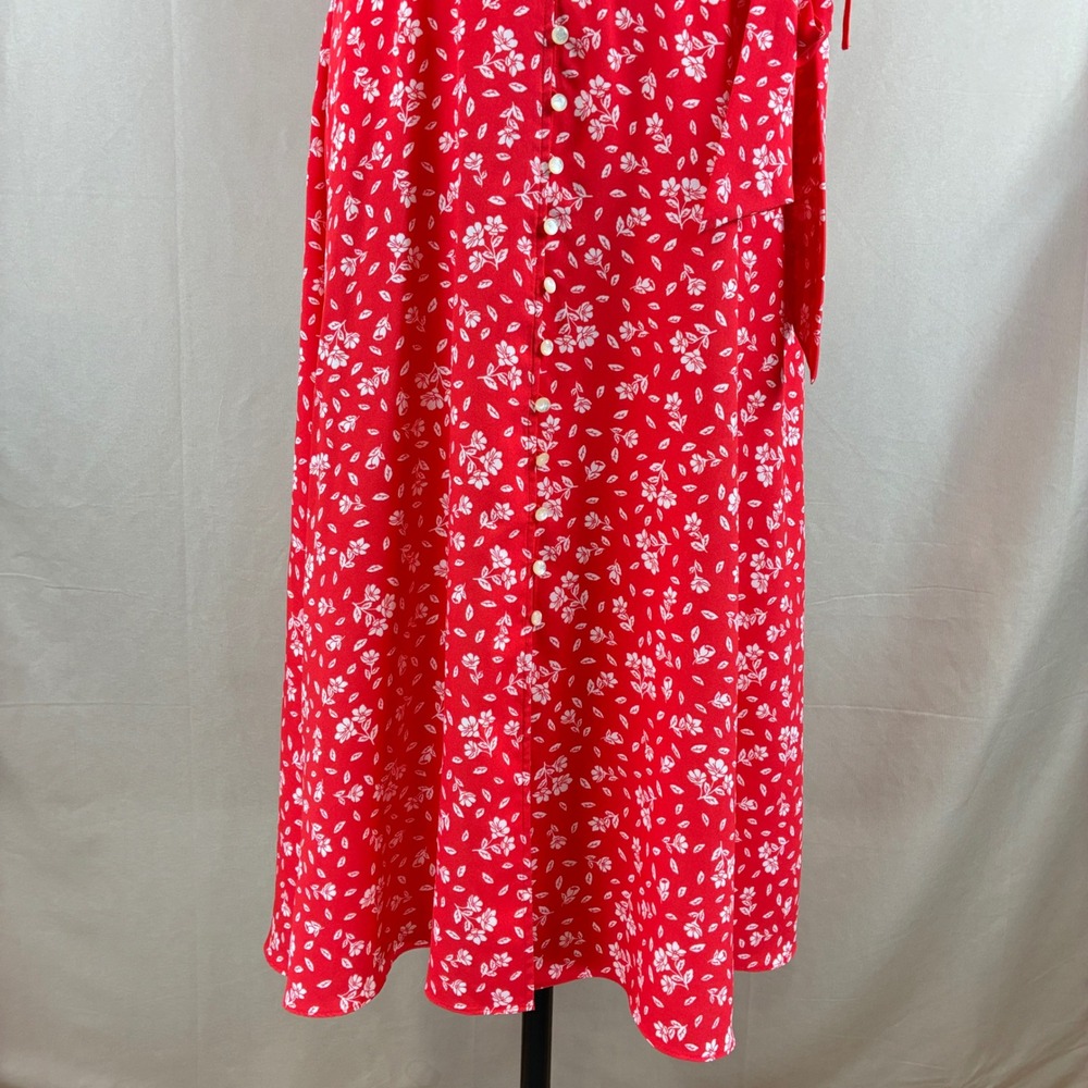 Lauren Ralph Lauren Womens 12 Midi Dress Red Floral Button Front Cottagecore - Picture 10 of 16